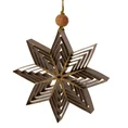 Ozdoba choinkowa gwiazda w stylu eko zdobiona delikatnymi drobinkami brokatu - 12 x 0.5 x 12 cm - brązowy 2