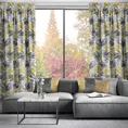 DESIGN 91 Zasłona ELINA z nadrukiem żółto-szarych liści na białym tle z lekkiej mikrofibry - 140 x 270 cm - biały 8