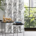 Zasłona RODOS z miękkiego welwetu z nadrukiem egzotycznych liści ze srebrnymi elementami - 140 x 270 cm - biały 1