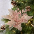 Świąteczny kwiat dekoracyjny z  dwóch rodzajów tkanin obsypany brokatem - 30 x 15 cm - pudrowy róż 1
