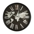 Duży zegar ścienny z mapą i rzymskimi cyframi, średnica 60 cm - 60 x 6 x 60 cm - czarny 1
