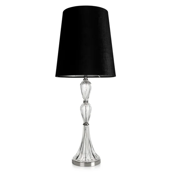 Lampa stołowa REMI z kryształową podstawą i matowym abażurem - 25 x 35 x 82 cm - czarny