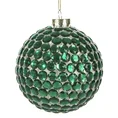 Szklana  bombka choinkowa zdobiona zielonymi kryształkami - ∅ 10 cm - ciemnozielony 2