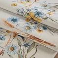 Obrus z grubszej tkaniny gobelinowej z nicią szenilową z motywem polnych kwiatów - 100 x 100 cm - naturalny 4