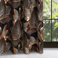 Zasłona LARISA z miękkiego welwetu z cyfrowym nadrukiem liści z efektem 3D - 140 x 270 cm - czarny 1