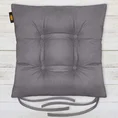 ADORE dwustronna welurowa poduszka siedziskowa na krzesło z czterema pikowaniami, gramatura 195 g/m2 - 40 x 40 x 8 cm - szary 1