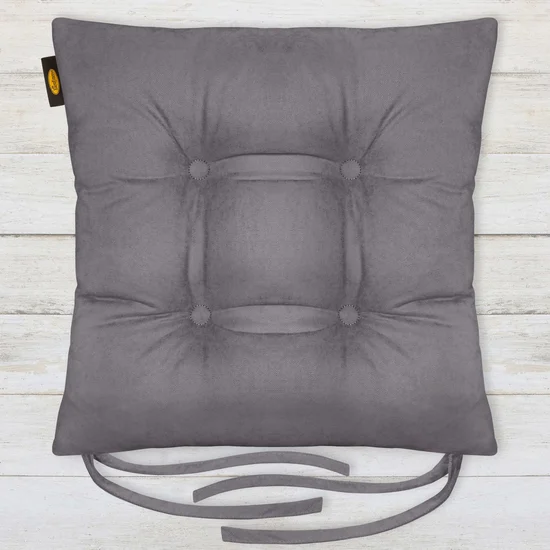 ADORE dwustronna welurowa poduszka siedziskowa na krzesło z czterema pikowaniami, gramatura 195 g/m2 - 40 x 40 x 8 cm - szary