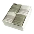 Zestaw prezentowy - 4 szt ręczników z bordiurą w stylu eko, prezent na każdą okazję - 50 x 40 x 30 cm - oliwkowy 1