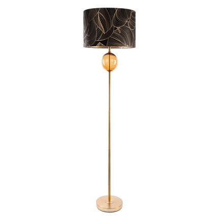 LIMITED COLLECTION Lampa stojąca VICTORIA 2 z podstawą łączącą szkło i metal oraz welwetowy abażur LIMITED COLLECTION Lampa stojąca VICTORIA 2 z podstawą łączącą szkło i metal oraz welwetowy abażur - ∅ 46 x 165 cm