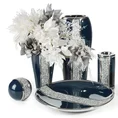 Wazon VERNA w stylu glamour zdobiony drobnymi kryształkami - 18 x 11 x 40 cm - granatowy/srebrny 3