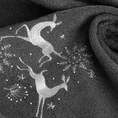 Ręcznik świąteczny SANTA 14  bawełniany z haftem z sarenkami podkreślony kryształkami - 70 x 140 cm - stalowy 5