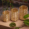 Świecznik TESA z metalu szkła i kryształków w stylu glamour, złoty - ∅ 11 x 15 cm - złoty 6