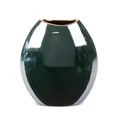Wazon ceramiczny AMORA 2 o lśniącej powierzchni ze złotym detalem - 18 x 9 x 20 cm - zielony 2