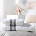 Ręcznik bawełniany MALIKA 50X90 cm z żakardową bordiurą z wzorem podkreślonym błyszczącą nicią biały - 50 x 90 cm - biały 6