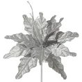 Świąteczny kwiat dekoracyjny z welwetu zdobiony brokatem - 22 cm - srebrny 2