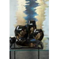 Wazon ceramiczny z nadrukiem ażurowej złotej gałązki - 14 x 7 x 16 cm - czarny 4