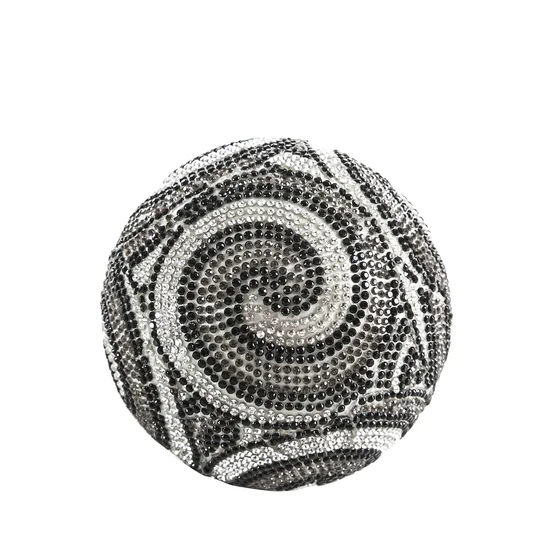 Kula PETRA z porcelany zdobiona kryształami - ∅ 9 x 9 cm - srebrny