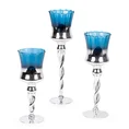 Świecznik bankietowy szklany CLARE 2 na wysmukłej nóżce srebrno-niebieski - ∅ 10 x 25 cm - srebrny 3