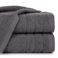 Ręcznik RENI o klasycznym designie z bordiurą w formie trzech tkanych paseczków - 30 x 50 cm - stalowy 1