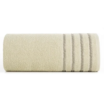 Ręcznik klasyczny JASPER z bordiurą podkreśloną delikatnymi beżowymi paskami Ręcznik klasyczny JASPER z bordiurą podkreśloną delikatnymi beżowymi paskami - 30 x 50 cm