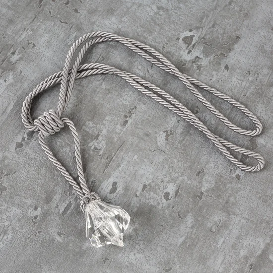 Dekoracyjny sznur TONI do upięć z kryształem - 44 cm - srebrny