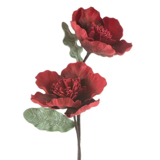 DALIA kwiat dekoracyjny na gałązce z plastycznej pianki foamiran - ∅ 18 x 60 cm - czerwony