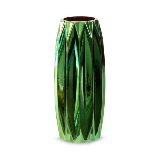 Wazon NEGRO ze szkła artystycznego zielono-miedziany - ∅ 12 x 30 cm - zielony