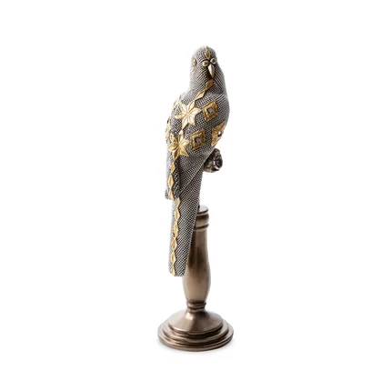 Papuga figurka ceramiczna srebrno-złota Papuga figurka ceramiczna srebrno-złota - 10 x 10 x 35 cm