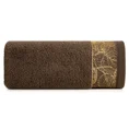 Ręcznik AGIS z żakardową bordiurą z motywem liści, ZERO TWIST - 70 x 140 cm - brązowy 3