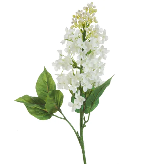 BEZ LILAK kwiat sztuczny dekoracyjny z płatkami z jedwabistej tkaniny - 63 cm - kremowy