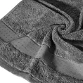 Ręcznik z żakardową bordiurą zdobioną kropkami ze srebrną nitką - 70 x 140 cm - stalowy 5