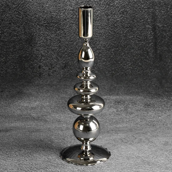 Świecznik dekoracyjny z dymionego szkła w nowoczesnym stylu - ∅ 9 x 27 cm - stalowy