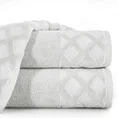 DIVA LINE Ręcznik TOBI w kolorze srebrnym, z żakardową bordiurą z geometrycznym, welurowym wzorem - 70 x 140 cm - srebrny 1