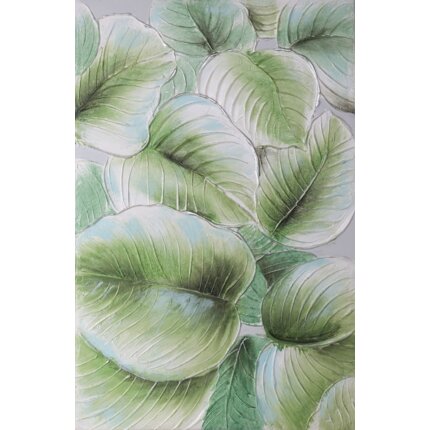 Zdjęcia - Obraz  z kolekcji FLORE ręcznie malowany na płótnie 60 x 90 cm zielony,krem