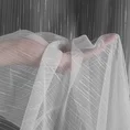 Tkanina firanowa z efektem deszczyku w dyskretne pionowe prążki zakończona szwem obciążającym - 290 cm - biały 2