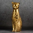 Figurka ceramiczna KITY złoty kot z wytłaczanymi kwiatuszkami - 9 x 11 x 27 cm - złoty 1