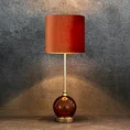 Lampa VALERY zdobiona szklaną podstawą i welwetowym abażurem - 26 x 23 x 68 cm - miedziany 2