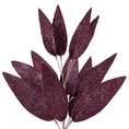 LIŚCIE OZDOBNE, kwiat sztuczny dekoracyjny z pianki obsypany brokatem - 85 cm - fioletowy 1
