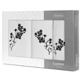 Zestaw upominkowy BLOSSOM 3 szt ręczników z haftem z motywem kwiatowym w kartonowym opakowaniu na prezent - 56 x 36 x 7 cm - biały 1
