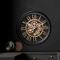 Dekoracyjny zegar ścienny w stylu vintage z ruchomymi kołami zębatymi - 43 x 9 x 43 cm - czarny 6