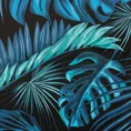 Zasłona welwetowa LAGUNA z nadrukiem egzotycznych liści - 140 x 270 cm - niebieski 7