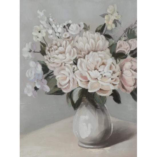Obraz PEONIE ręcznie malowany na płótnie - 60 x 80 cm - pudrowy róż