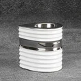 Świecznik ceramiczny ZELDA o prążkowanej fakturze, nowoczesny - 9 x 6 x 9 cm - biały 1