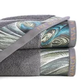 EWA MINGE Ręcznik ALES z bordiurą zdobioną designerskim nadrukiem  - 70 x 140 cm - stalowy 1