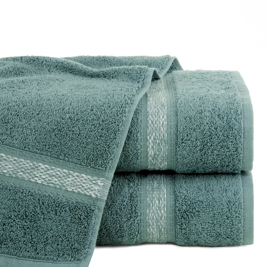 Ręcznik ALTEA z bordiurą z melanżowym pasem w stylu eko - 70 x 140 cm - miętowy