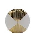 Wazon ceramiczny biało-złoty z geometrycznym wzorem - 20 x 6 x 21 cm - beżowy 2