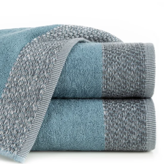 Ręcznik LUGO z włókien bambusowych i bawełny z melanżową bordiurą w stylu eko - 50 x 90 cm - niebieski