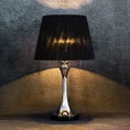 Lampa stołowa ALINA z ozdobną metalową podstawą i abażurem z matowej nici - 26 x 26 x 60 cm - czarny 2