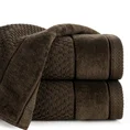 Ręcznik FRIDA bawełniany o strukturze krateczki z szeroką welurową bordiurą - 50 x 90 cm - ciemnobrązowy 1