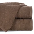 Ręcznik GALA bawełniany z  bordiurą w paski podkreślone błyszczącą nicią - 30 x 50 cm - ciemnobrązowy 1